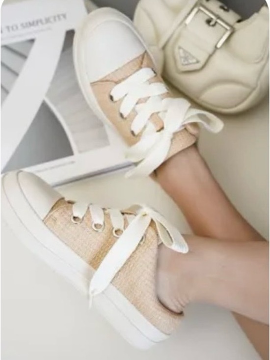 Cape Robbin Shoes - Cape Robbin Cream/Tan Low-Top Lace-Up Sneakers